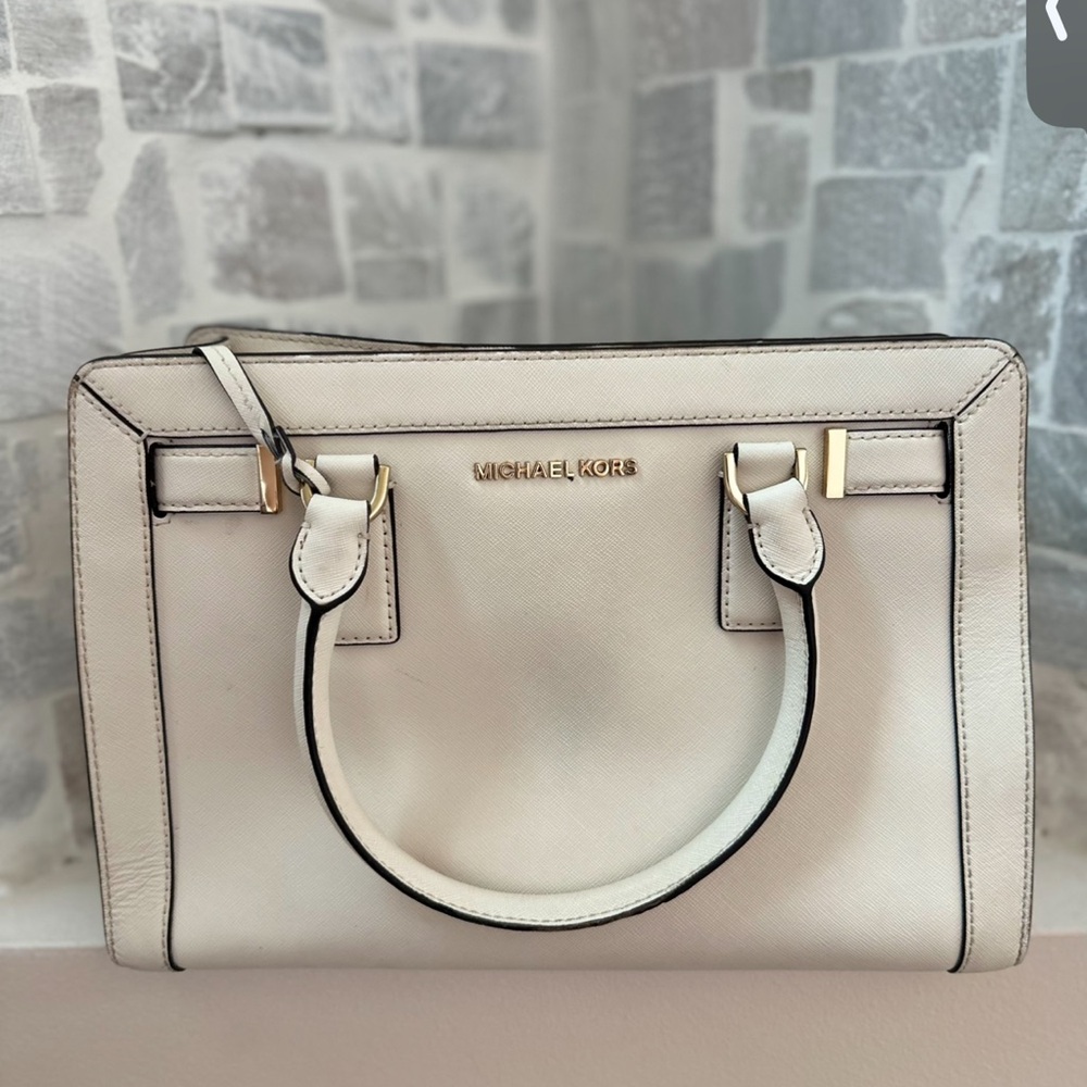 Michael Kors White Satchel with Silver Hardware